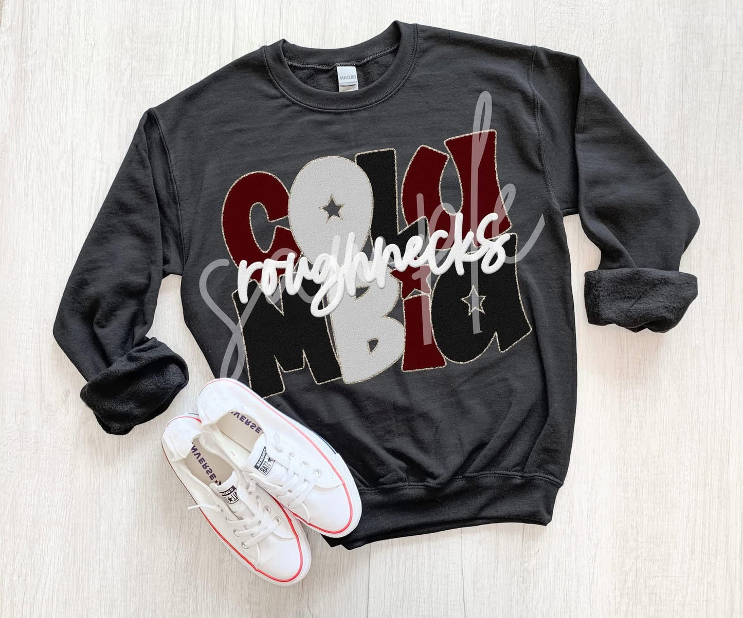 Faux Chanel lettering roughnecks